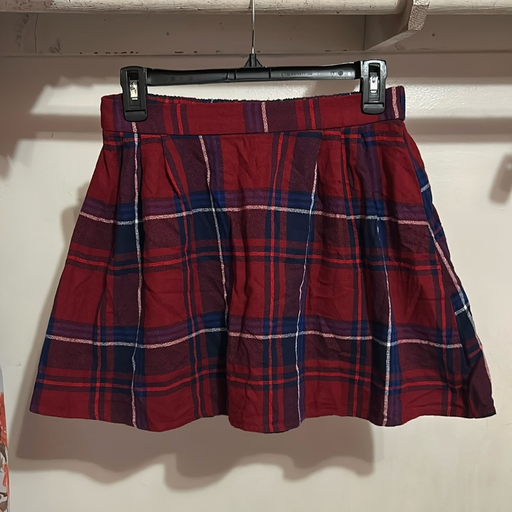 Red and Blue Plaid Skirt
